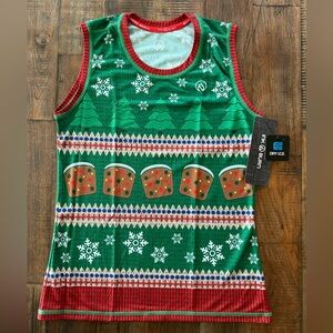 INKnBURN Vintage Red and Green Holiday tech/running tank top. NWT